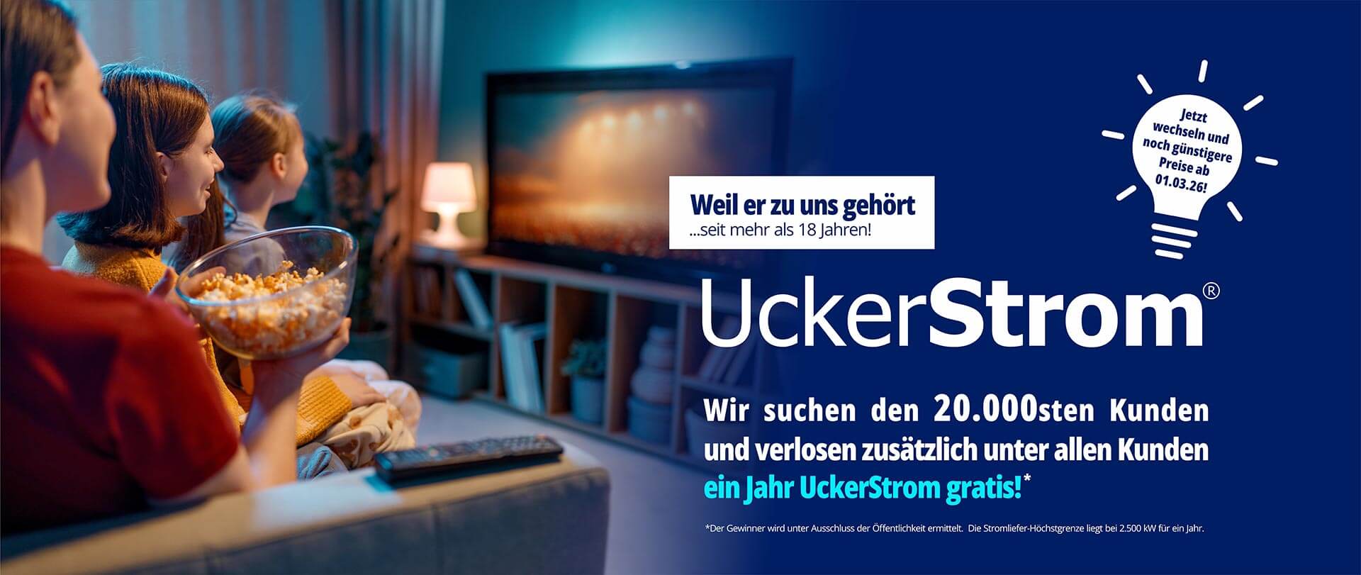 Wir senken die Strompreise zum 1. März 2026 und steuern auf den 20.000. Stromkunden zu!